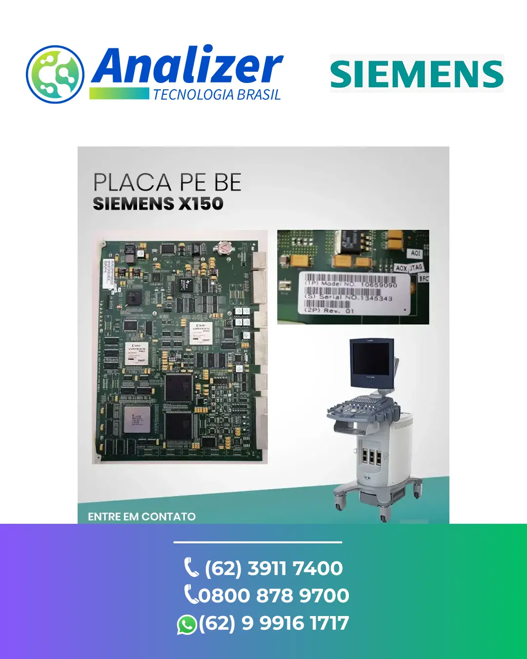 ASSISTÊNCIA TÉCNICA PLACA PE BE ULTRASSOM SIEMENS X150 BRASIL